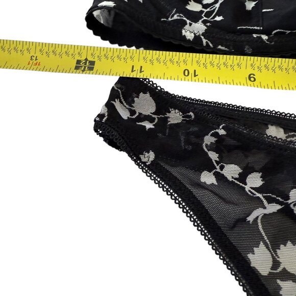 Dolce Gabbana VTG Vintage Black White Bla Thong Set floral unlined Medium Size 3 - Picture 6 of 16